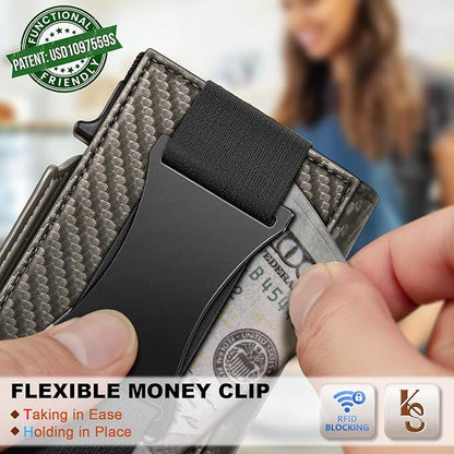 KEMISANT Airtag Wallet Men Gift,Mens Slim Front Pocket Wallet Money Clip Standard or Apple Airtag Use 3.8"×2.8"×0.9"