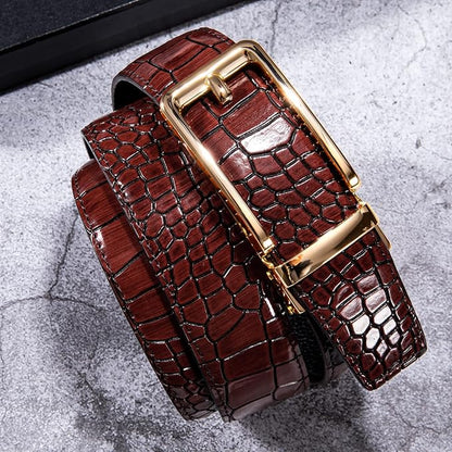 Barry.Wang Mens Belts Leather Ratchet Automatic Buckle Slide Click 1 3/8" Designer Dress Fashion Classic Casual Work Business