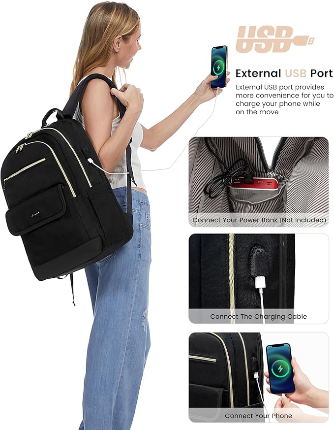 LOVEVOOK Laptop Backpack for Women,15.6 Inch Fashion Travel Backpack with USB,Large Capacity Backpack Purse,Water-resistant fits College Work Business Travel