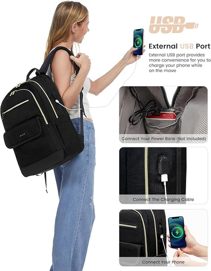 LOVEVOOK Laptop Backpack for Women,15.6 Inch Fashion Travel Backpack with USB,Large Capacity Backpack Purse,Water-resistant fits College Work Business Travel