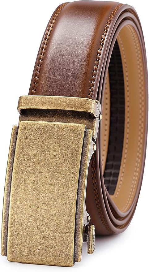 Lingli Men's Belt,Ratchet Dress Belt with Automatic Buckle Brown/Black-Trim to Fit-35mm wide