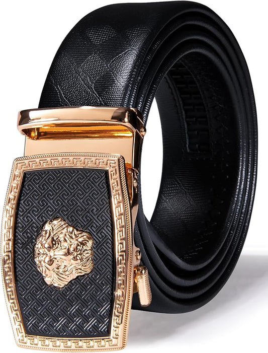 Barry.Wang Mens Belts Leather Ratchet Automatic Buckle Slide Click 1 3/8" Designer Dress Fashion Classic Casual Work Business