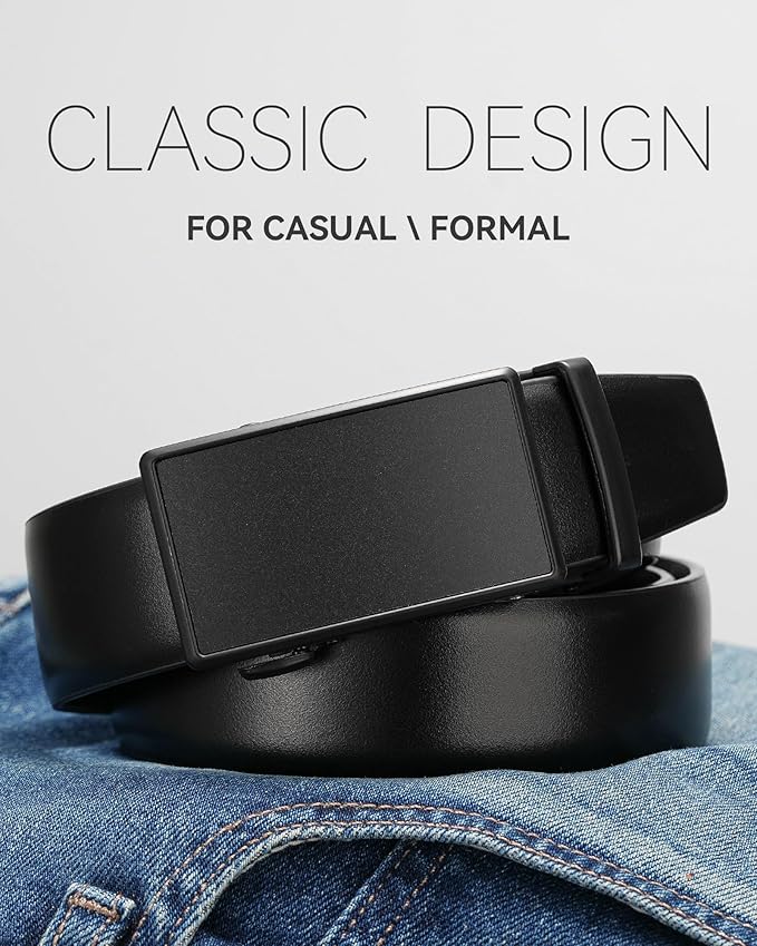 MILORDE Men's Leather Ratchet Belt - 35mm - Customizable Fit