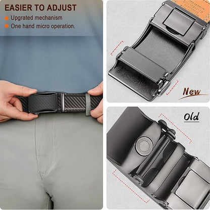 BULLIANT Mens Ratchet Belt,Leather Adjustable Slide Belt For Gift Mens Dress Casual 1 3/8",Size Adjustable