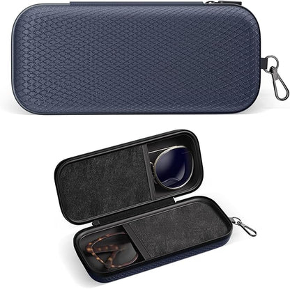 Double Eyeglasses Case Dual Sunglasses Case Hard Shell Glasses Case with Clip Metal Carabiner Travel