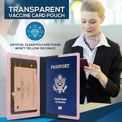 Ciana Passport Holder for Travel – PU Leather Passport Cover and Card Holder for Men & Women – Slim Passport Holder with Card Protector Slot, Travel Must Haves (Rose Gold)