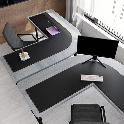 ZORESYN L Shaped Desk Mat (60+60) x20 Inch (Black) - Waterproof Dual-Sided PU Leather Corner Desk Pad Extend Widen L-Shaped Gaming Mouse Pad for Gaming, Office & Home