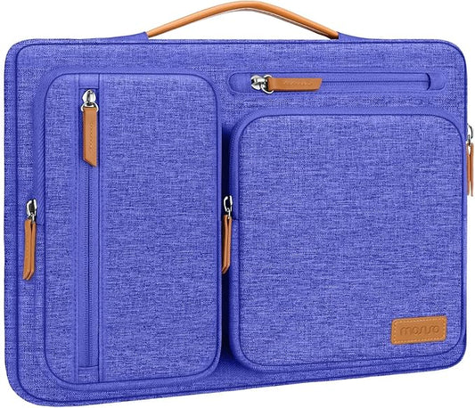 MOSISO 360 Protective Laptop Case 13.3 inch, 13-13.3 inch Laptop Sleeve Compatible with MacBook Air/Pro 13 / Pro 14,HP Dell Acer ASUS,Side Open Carrying Case with 4 Zipper Pockets&Handle, Royal Blue