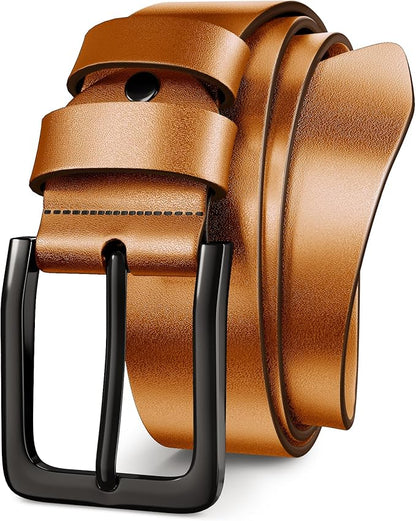 Mens Dress Belt,Genuine Casual Leather Belts for Men 1.5" Width