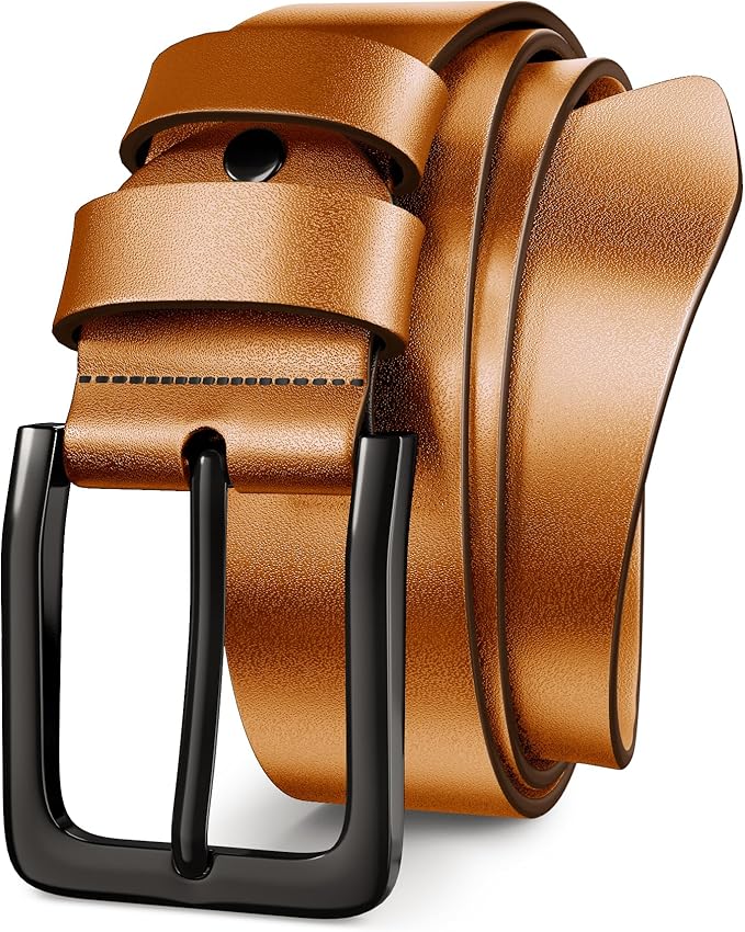 Mens Dress Belt,Genuine Casual Leather Belts for Men 1.5" Width