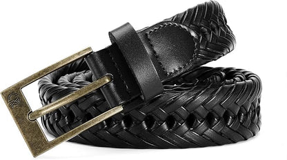 CHAOREN Leather Braided Belts for Men - 1 1/8" Mens Casual Woven Leather Belt for Dress Pant