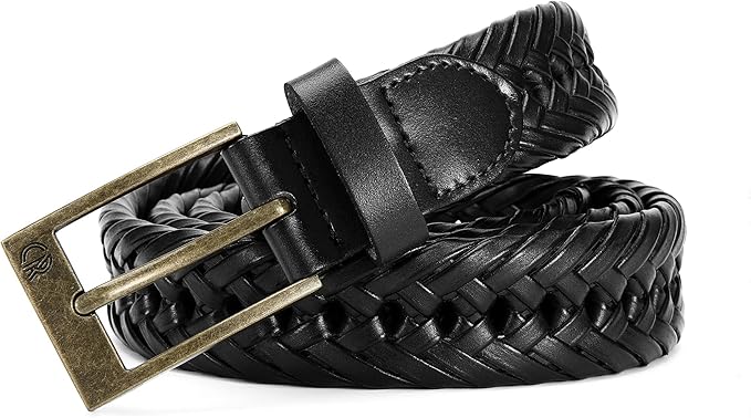 CHAOREN Leather Braided Belts for Men - 1 1/8" Mens Casual Woven Leather Belt for Dress Pant