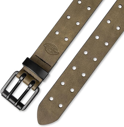 Dickies Men's Double Prong Leather Work Belt – Fully Adjustable, Regular & Big and Tall Sizes