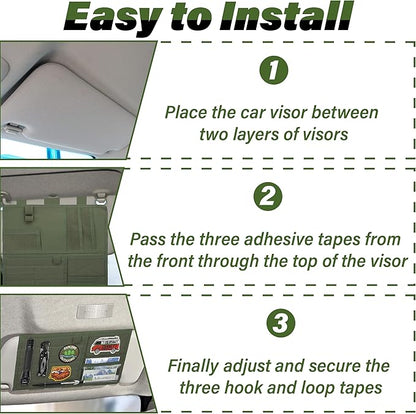 Tactical Visor Organizer, Car Visor Organizer, Sunvisor Organizers, Tactical Visors Cover Molle Webbing, Truck Accessories for Men, Car Sunshade Storage Pouch (Dark Green)