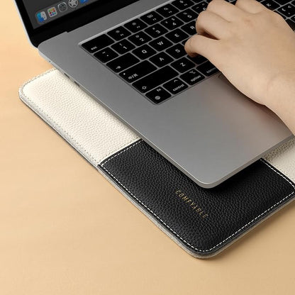 Comfyable Laptop Sleeve 13 Inch Precisely Compatible with MacBook Air M5 M4 2026 & MacBook Pro M2 M1 2022, Genuine Leather Protective Case Cover, Black & Cream