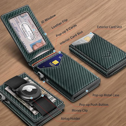 BULLIANT Men Wallet Gift Boxed,Slim Front Pocket Wallet Money Clip Card Holder 3.8"x2.7",Pop-up Access