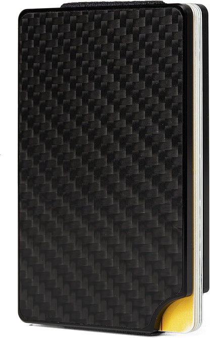 Slim Wallet for Men,RFID Blocking Minimalist Metal Wallet, Money Clip/Cash Holder, Front Pocket Aluminum Credit Card Holder, Ideal Gift for Men,Carbon Fiber