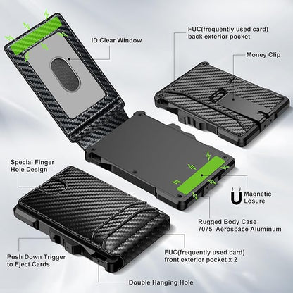 furid Smart Wallet For Men Slim: Rfid Minimalist Pop Up Wallets with Money Clip Metal Credit Card Holder - Gifts for Husband Father at Birthday Anniversary