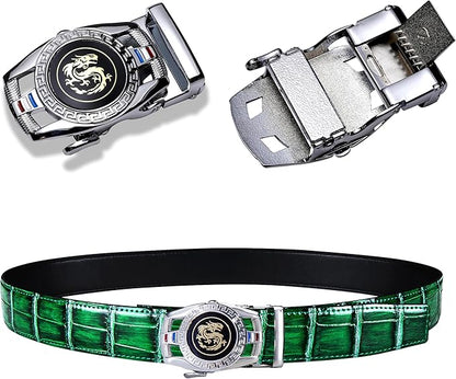 Barry.Wang Mens Belts Leather Ratchet Automatic Buckle Slide Click 1 3/8" Designer Dress Fashion Classic Casual Work Business