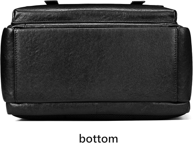 Colins Keirs Men's Black Leather Backpack for Work Travel, Durable Genuine Leather Laptop Backpack with 15.6-inch Computer Compartment, Stylish Professional Designer