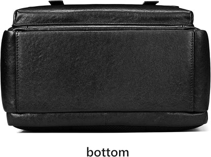 Colins Keirs Men's Black Leather Backpack for Work Travel, Durable Genuine Leather Laptop Backpack with 15.6-inch Computer Compartment, Stylish Professional Designer
