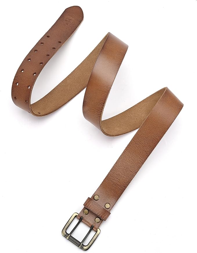 CHAOREN Work Belts for Men Heavy Duty - 1.5" Full Grain Leather Belt Casual - Fully Adjustable, Double Prong