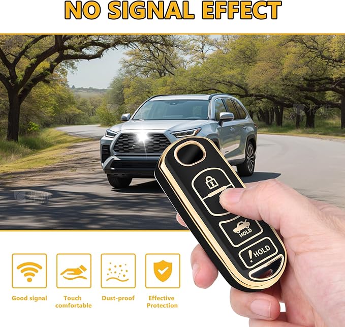 FT FUNTOR for Mazda Key Fob Cover,4 Buttons TPU Key Cover with Golden Edge,Compatible with Mazda 3 6 8 CX-3 CX-5 CX-7 CX-9 Atenza Miata MX-5 with Keychain (A-Black)