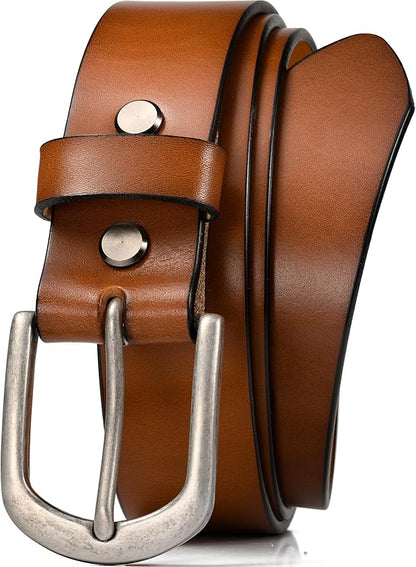 WOLFANT Men's 1.5" Top Full Grain Leather Belt in Gift Box,100% Italian Real Solid Leather