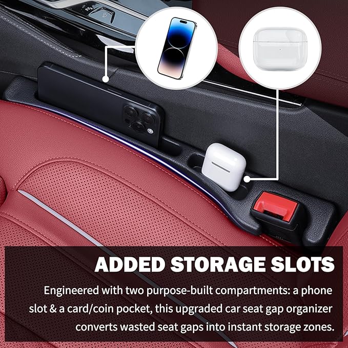 2026 New Car Seat Gap Filler Organizer & Non-Slip Car Coasters for Cup Holders Set,Multifunctional Cars Gap Filler with Phone Holder,Universal No Drop Seat Guard for Cars