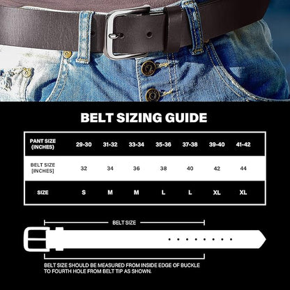 Wrangler Men’s Full Grain Genuine Leather 35mm Thick Casual Belt for Jeans, Pants