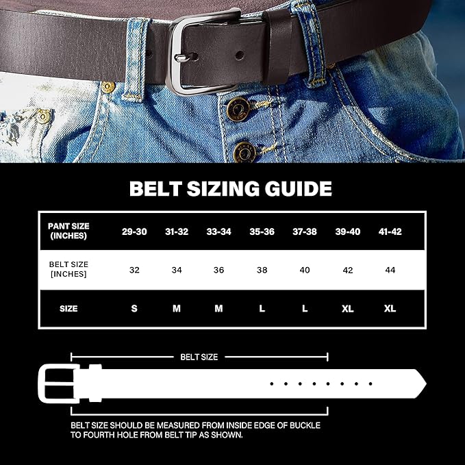 Wrangler Men’s Full Grain Genuine Leather 35mm Thick Casual Belt for Jeans, Pants
