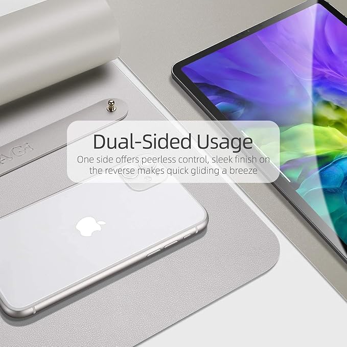 YSAGI Dual-Sided Desk Pad Protector, Desk Mat with Non-Slip - Waterproof PU Leather Office Desk Blotter for Mouse, Keyboard, Writing (31.5" x 15.7", Grey)