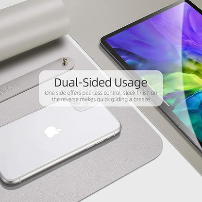 YSAGI Dual-Sided Desk Pad Protector, Desk Mat with Non-Slip - Waterproof PU Leather Office Desk Blotter for Mouse, Keyboard, Writing (31.5" x 15.7", Grey)