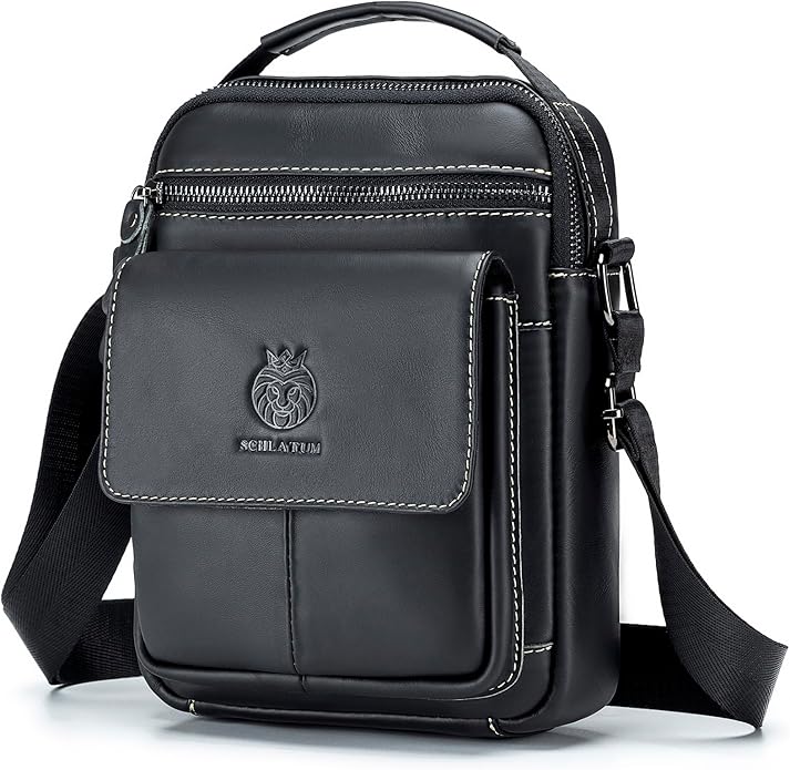 Small Leather Messenger Bag for Men, Man Bag Crossbody, Men's Shoulder Bags Leather Man Purse Handbag