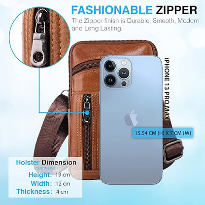 Hengwin Genuine Leather Crossbody Bag for Men/Women, Small Messenger Bag Cell Phone Purse Shoulder Holster Passport Pouch