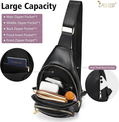 Sling Bag for Women Crossbody Leather Fanny Packs Chest Bag Fashion Sling Backpack Travel JASGOOD
