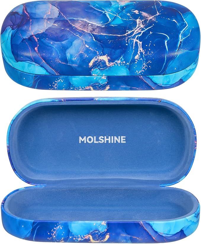 molshine Hard Shell Leather Sunglasses Case,Classic Large Glasses Case for Women Men,Sunglass Eyeglasses