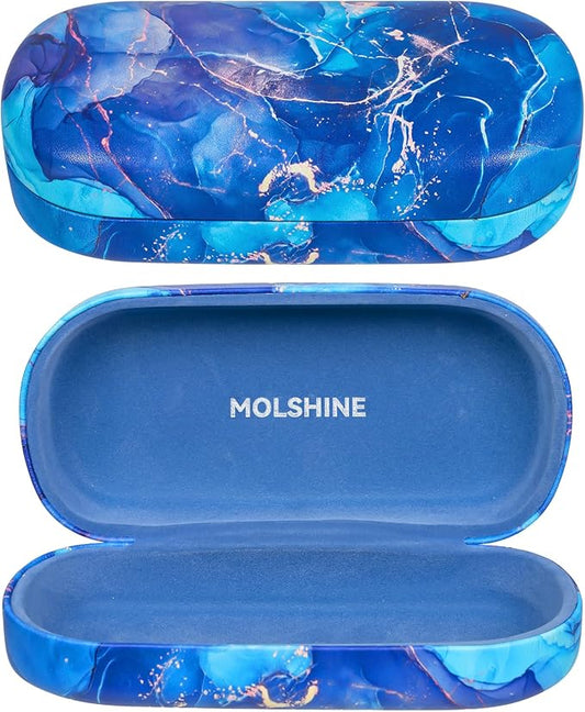 molshine Hard Shell Leather Sunglasses Case,Classic Large Glasses Case for Women Men,Sunglass Eyeglasses
