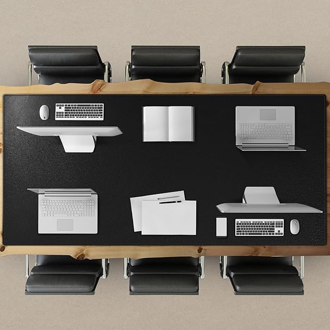Cacoy 74.8" x 35.4" Leather Desk Mat, Office Conference Table Mat, Huge Gaming Mousepad, Waterproof Meeting Table Desk Pad for Office Conference Room and Home, Black