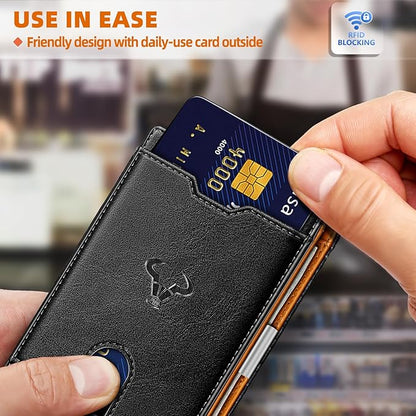 BULLIANT Men Wallet Airtag&Standard Use,Slim Front Pocket Wallet Money Clip for Gifg Men RFID Blocking 11Cards