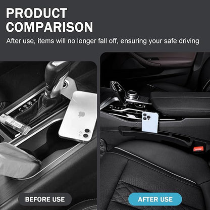 2 Pack Car Seat Gap Filler Organizer – Universal Fit Side Seat Gap Blocker & Storage Box for Cars, SUVs & Trucks, Prevents Items from Falling Between Seats