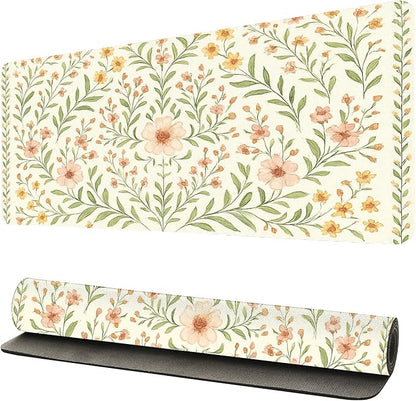 Romantic Floral Bouquet Desk Mat, Elegant PU Leather Desk Pad for Women - Large Non-Slip Office Mat to Elevate Your Gaming & Home Workspace（27.56 * 13.78in）