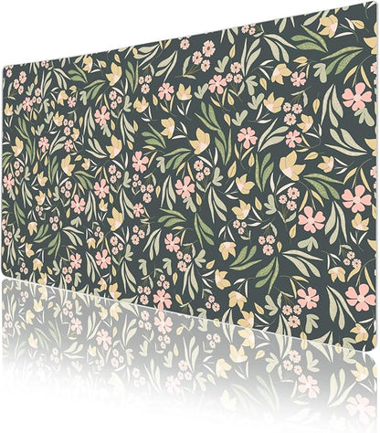 Colorful Star Large Mouse Pad, PU Leather Waterproof Desk Mat, Computer Gaming Mouse Pad, XXL Extended Mousepad Non Slip Desk Pad for School Office Home 23.6" x 13.8" - Ditsy Floral Print