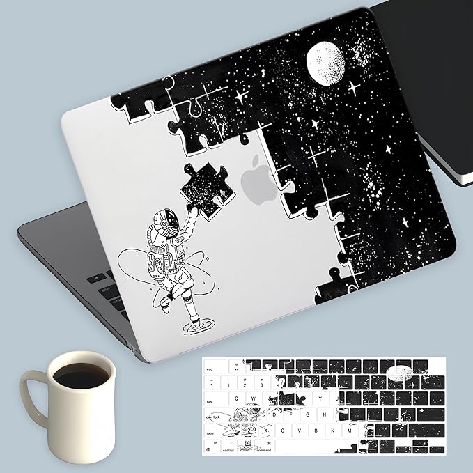 KEROM Compatible for MacBook Pro 13 Inch Case 2025 2024 2023 2022-2016 M2 M1 A2338 A2289 A2251 A2159 A1989 A1706 A1708, Cute Aesthetic Protective Plastic Hard Shell & Keyboard Cover, Space Puzzle