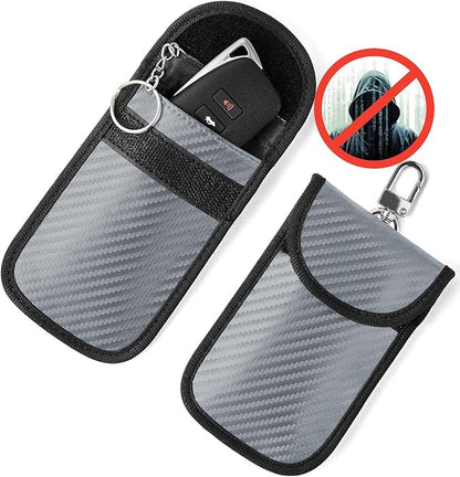 Upgraded Faraday Bag for Key Fob (2 Pack), Premium Faraday Key Fob Protector– Car RFID Signal Blocking, Car Security Protection, Anti-Theft Pouch, Anti-Hacking Case Blocker Grey