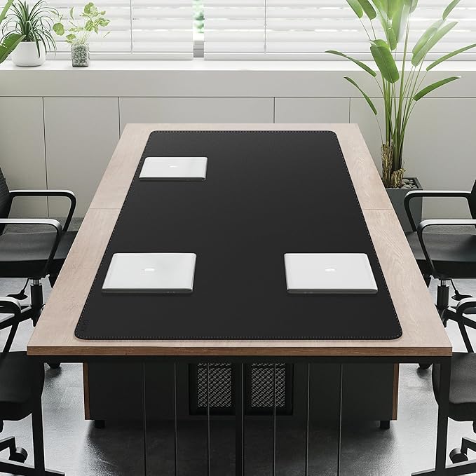 Cacoy 74.8" x 35.4" Leather Desk Mat, Office Conference Table Mat, Huge Gaming Mousepad, Waterproof Meeting Table Desk Pad for Office Conference Room and Home, Black