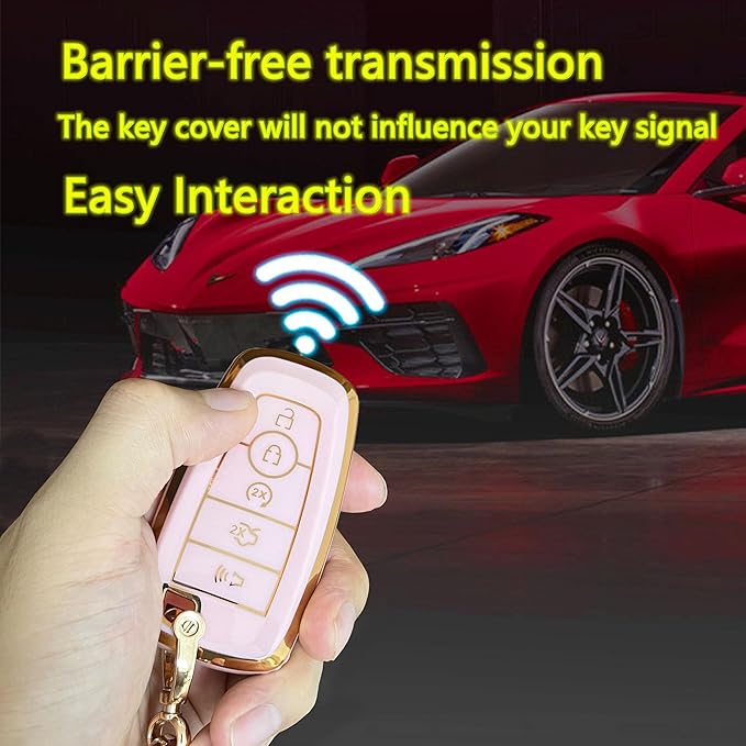 Keyless Entry Remote for Ford Key Fob Cover Protective Shell Fits for Ford Edge Escape Expedition Explorer Fusion Mustang Ranger F-150 F-250 (5-Button-Pink)