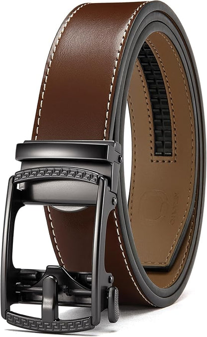 CHAOREN Mens Belt Leather Ratchet Belt - Customizable Fit, Effortless Style (35mm)