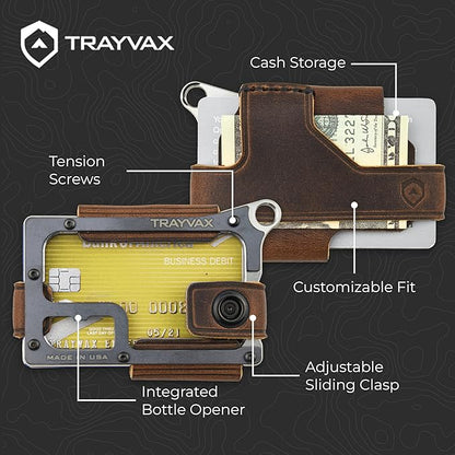 Trayvax Contour Wallet, RFID Front Pocket Money and Credit Card Holder, Minimalist Slim Leather Metal Wallet for Men and Women, Raw Mississippi Mud