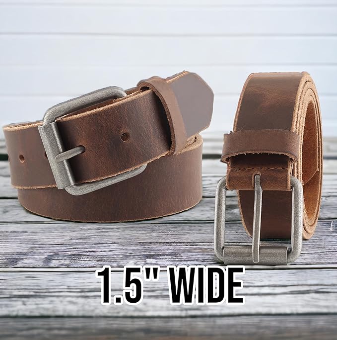 Men's Casual Full Grain Classic Leather Dress Belt For Jeans,1.5" Wide, USA